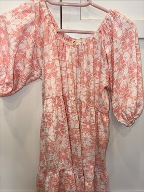 Billabong Pink and White Floral Tiered Dress for Girls